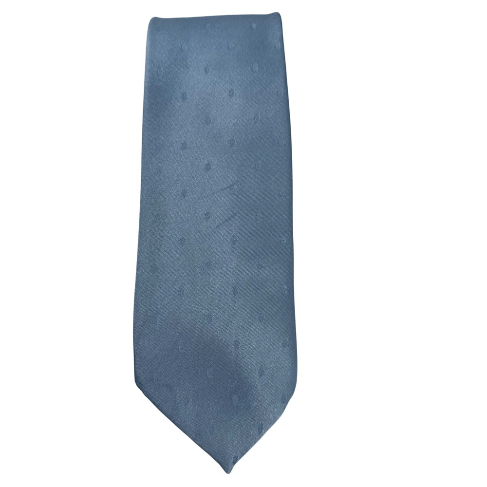 Wembley Polysilk Luxury Mens Necktie‎ Light Blue Polka Dot Silk Blend Formal Tie